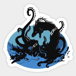 Giant Squid Battle with a Sea Monster Sticker